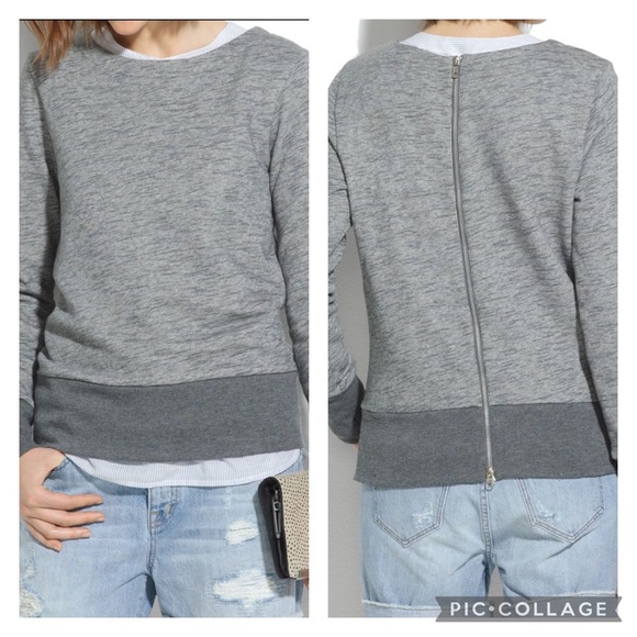 Madewell Tops - GUC Madewell Heather Grey Back Zip Sweatshirt